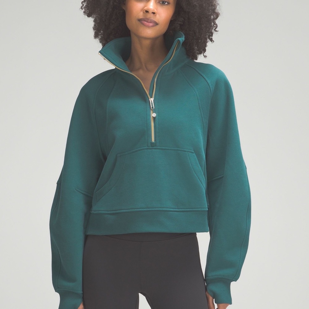 Lululemon Scuba Oversized Funnel Neck Half Zip Gold Women XS/S Storm Teal NEW
